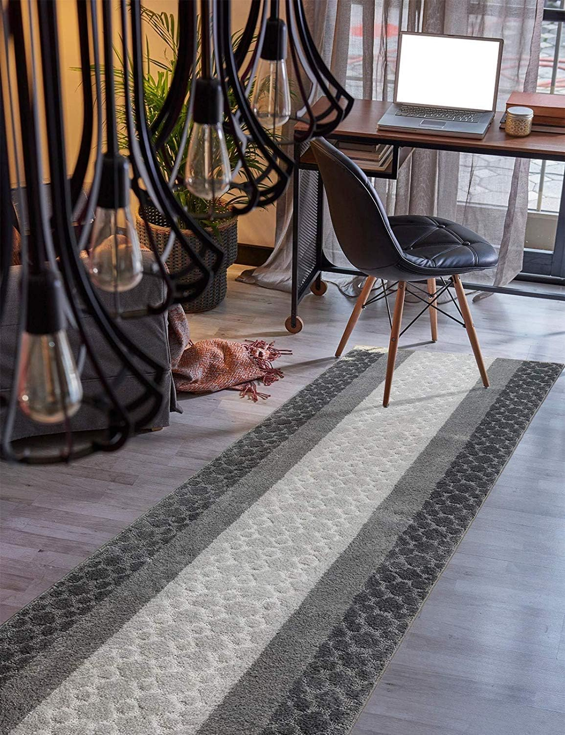 Custom Size Hallway Runner Rug Grey Color 31 inch Wide Select Your Length Non-Slip (Skid Resistance) Rubber Backing 9 feet x 31 inch