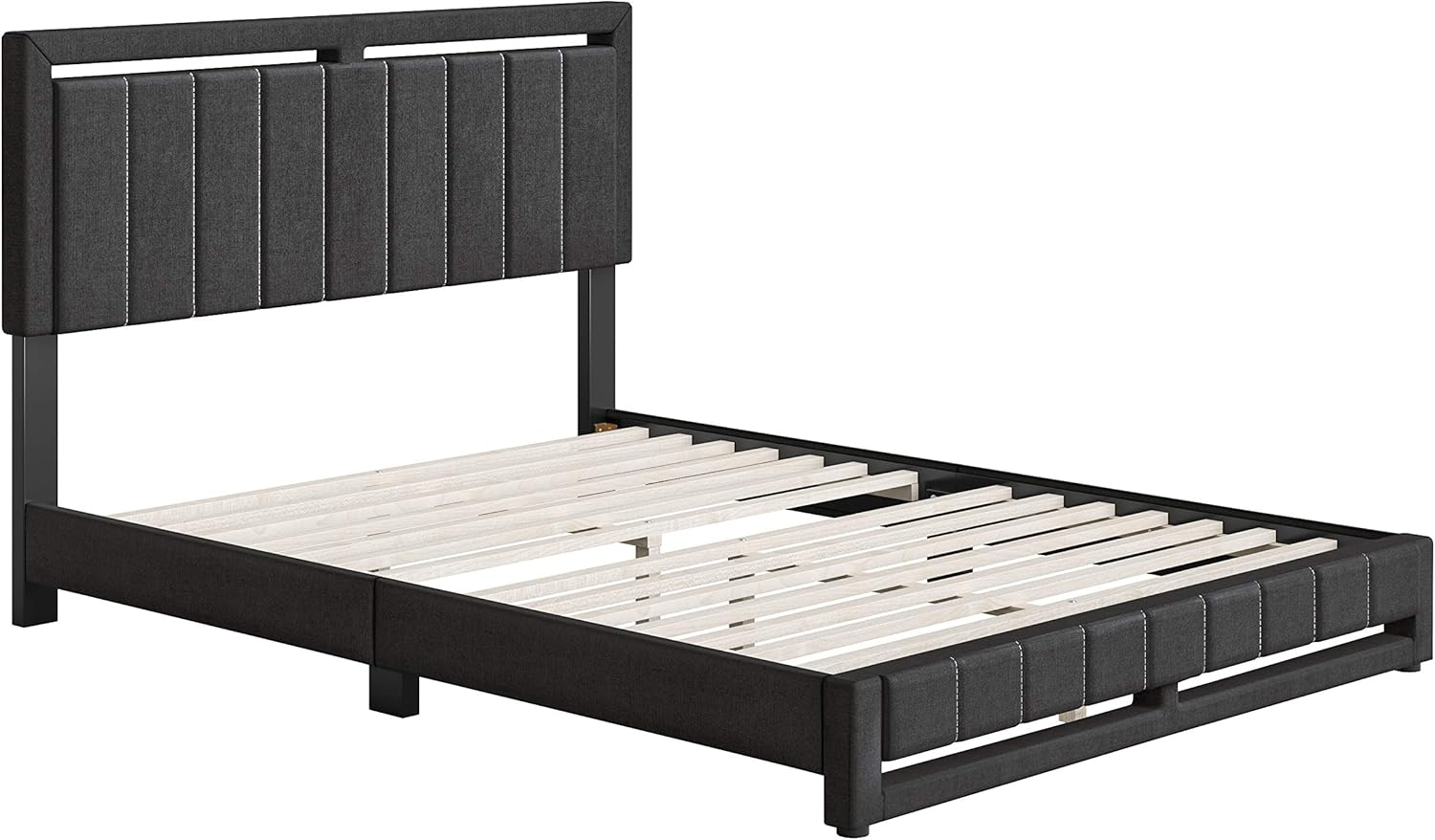 Boyd Sleep Senata Upholstered Linen Platform Bed Black Queen