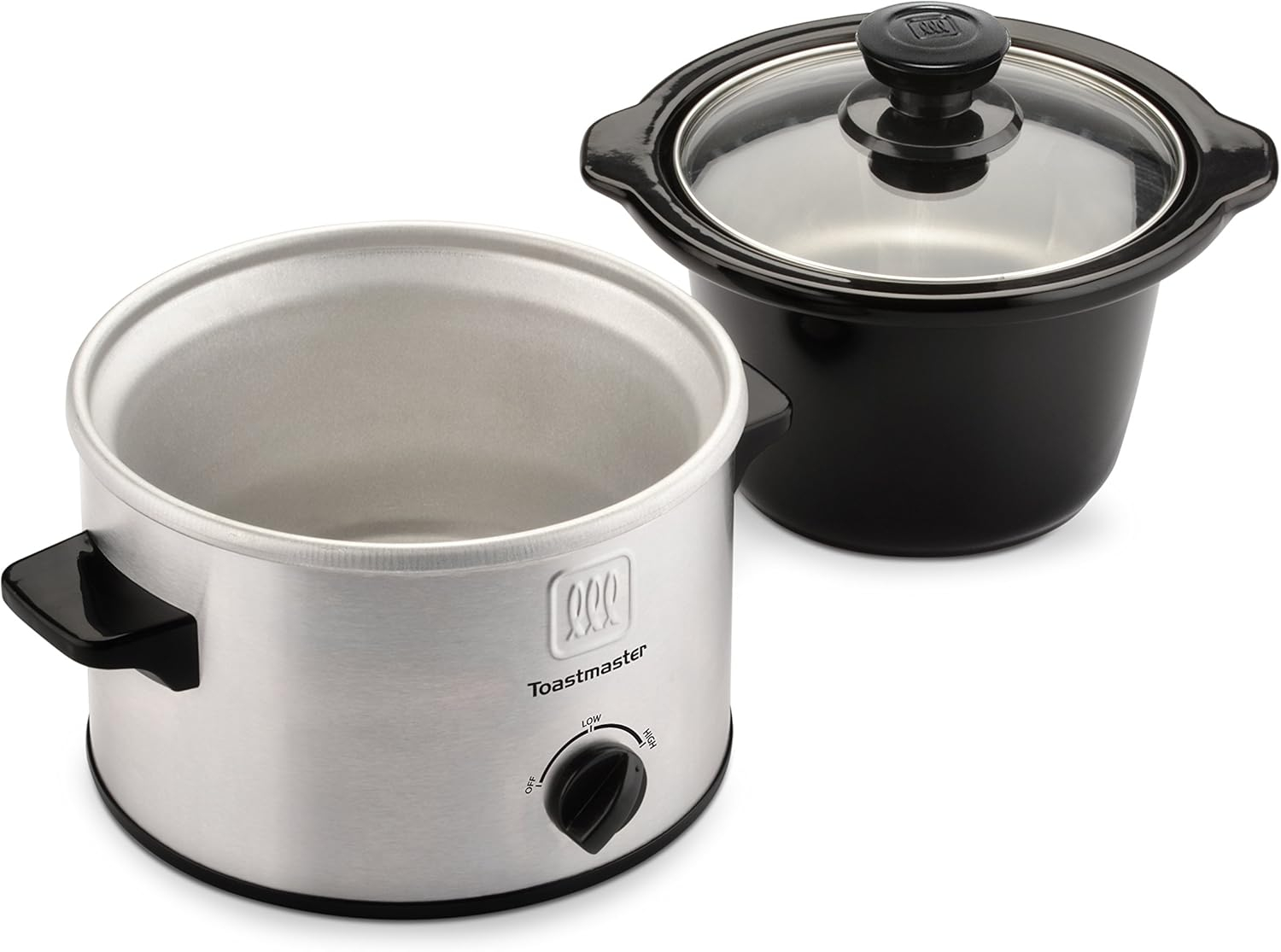 Compact Stainless Steel Slow Cooker with Glass Lid, 1.5-Quart