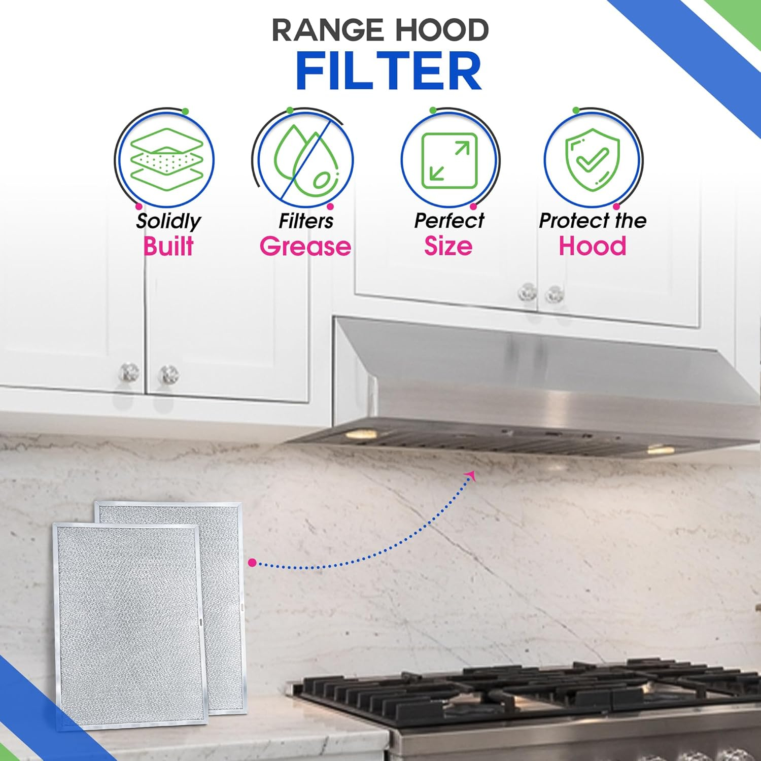 Range Hood Filter Replacement for BPS1FA36 17.35 x 11.80 Inch Broan Range Hood Filter and Allure Range Hood Filter - Hood Vent Filter for Range Hood - Filters Grease Entering the Stove Overhead