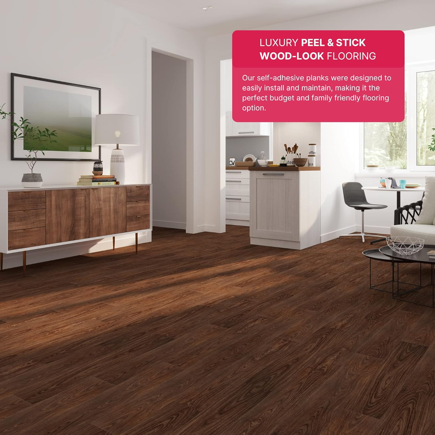 Lucida Surfaces BaseCore Chestnut Peel and Stick Vinyl Flooring Wood Look Planks 12 Pack (18sqft/Case)