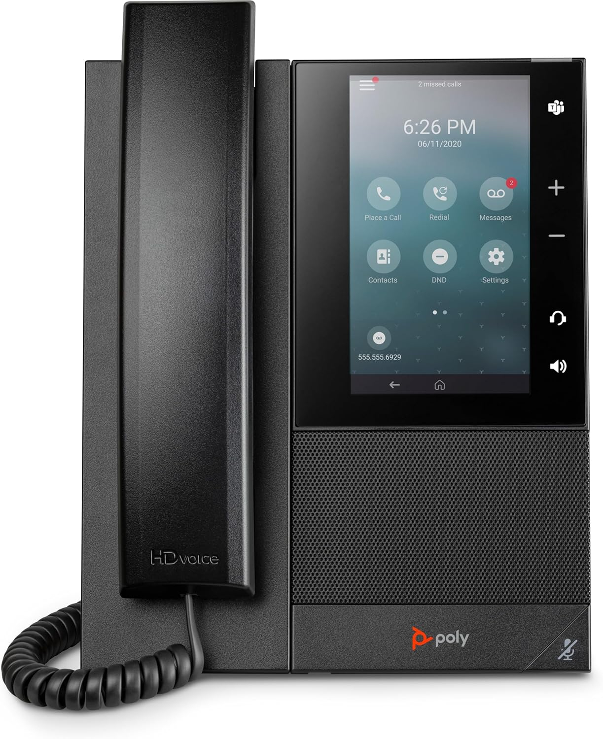 Black Corded VoIP Phone with Bluetooth and Touchscreen