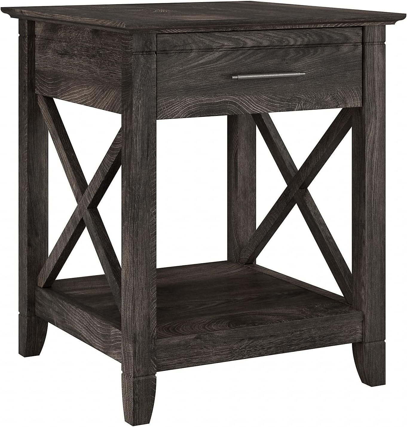 Bush Furniture Key West End Table with Storage, Dark Gray Hickory