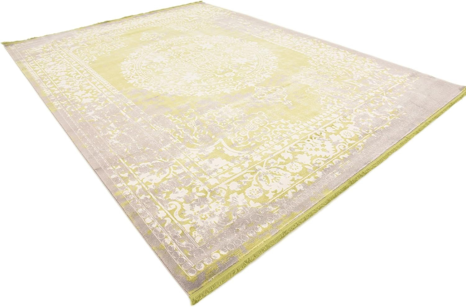Unique Loom New Classical Collection Area Rug - Olwen (9'x 12' Rectangle, Light Green/ Gray)