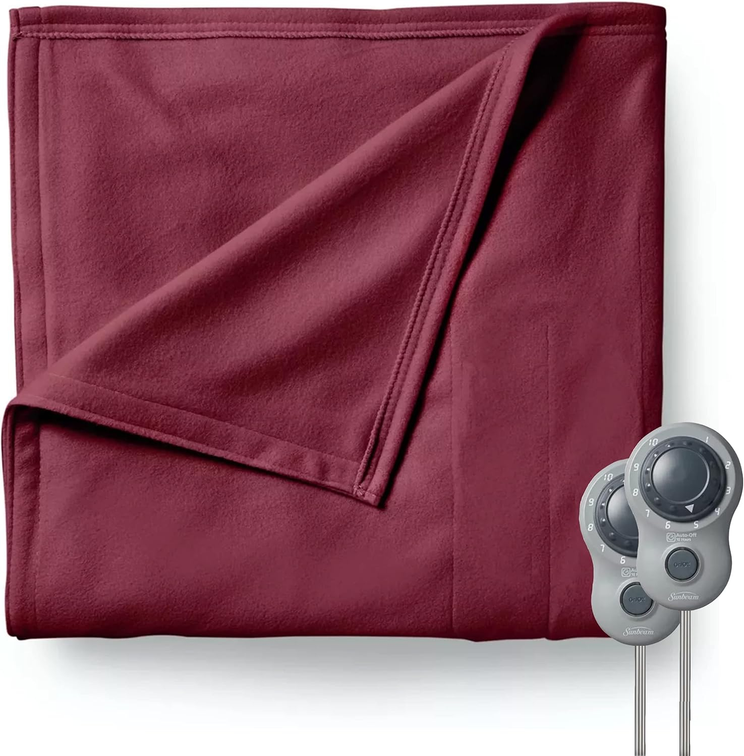 Electric Fleece Heated Blanket with Dual Zone, Garnet - Queen Size