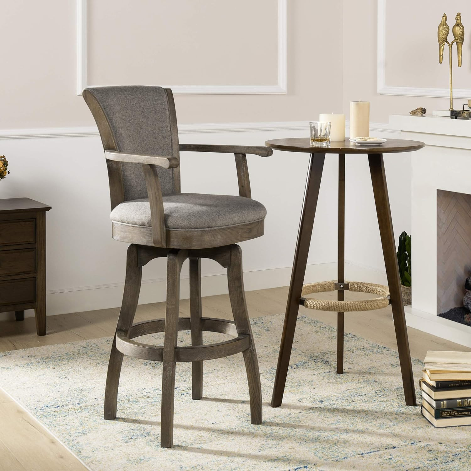 Jennifer Taylor Home Williams 31" Swivel Bar Stool with Armrests Heathered Grey