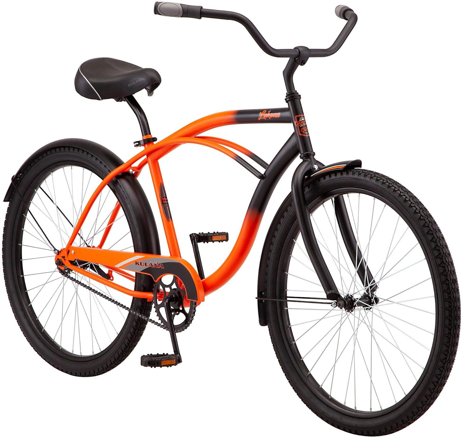 Kulana Lakona Shore, Tide or Wave Cruiser Bike, 20, 24 or 26 Inch Bike for Adults and Youth, 7 or Single Speed Beach Cruiser Bicycle, Rear Coaster Brake, Extra-Large Spring Saddle, Fenders