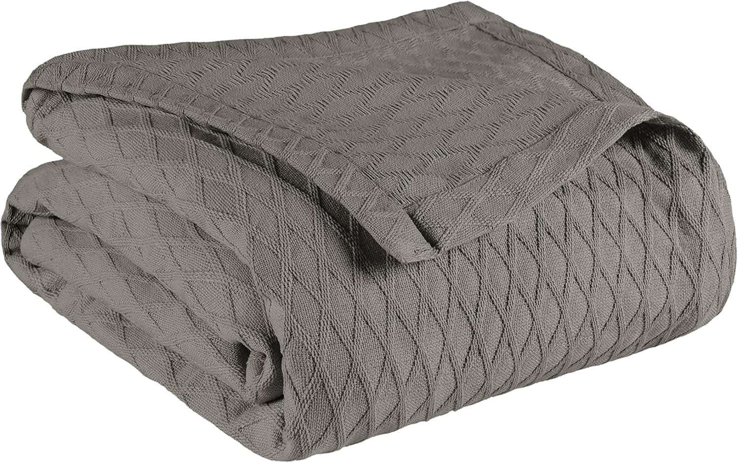 Superior Dobbyweave Knit Cotton Blanket, All Season Breathable Bed Blanket King Size, Grey