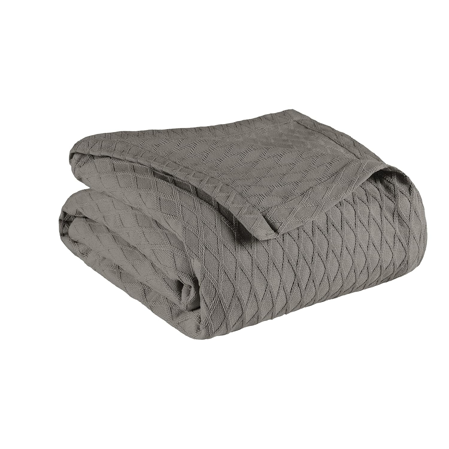 Superior Dobbyweave Knit Cotton Blanket, All Season Breathable Bed Blanket King Size, Grey