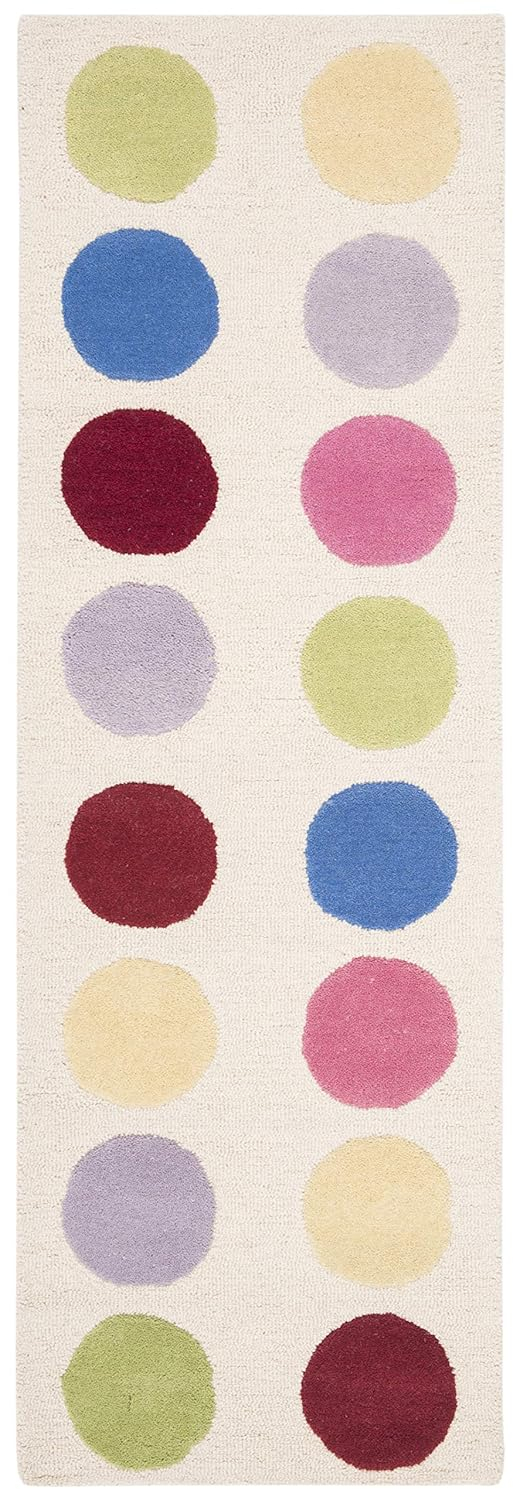 SAFAVIEH Kids Webster Polka Dots Area Rug, Ivory/Multi, 2' x 3'