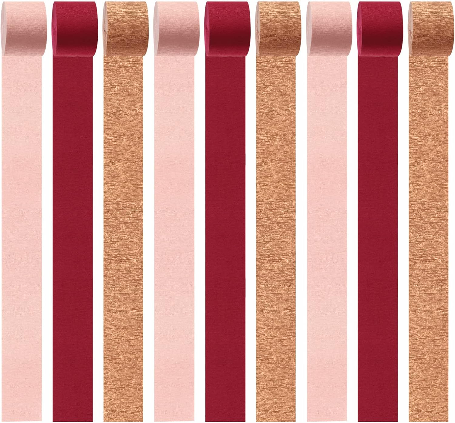 Rose-Gold Pink Burgundy-Red Party-Decorations Streamers - 9 Rolls Valentines Mothers Day Crepe Paper Streamer Garland Birthday Bachelorette Bridal Shower Engagement Wedding Brunch Decoration Panduola