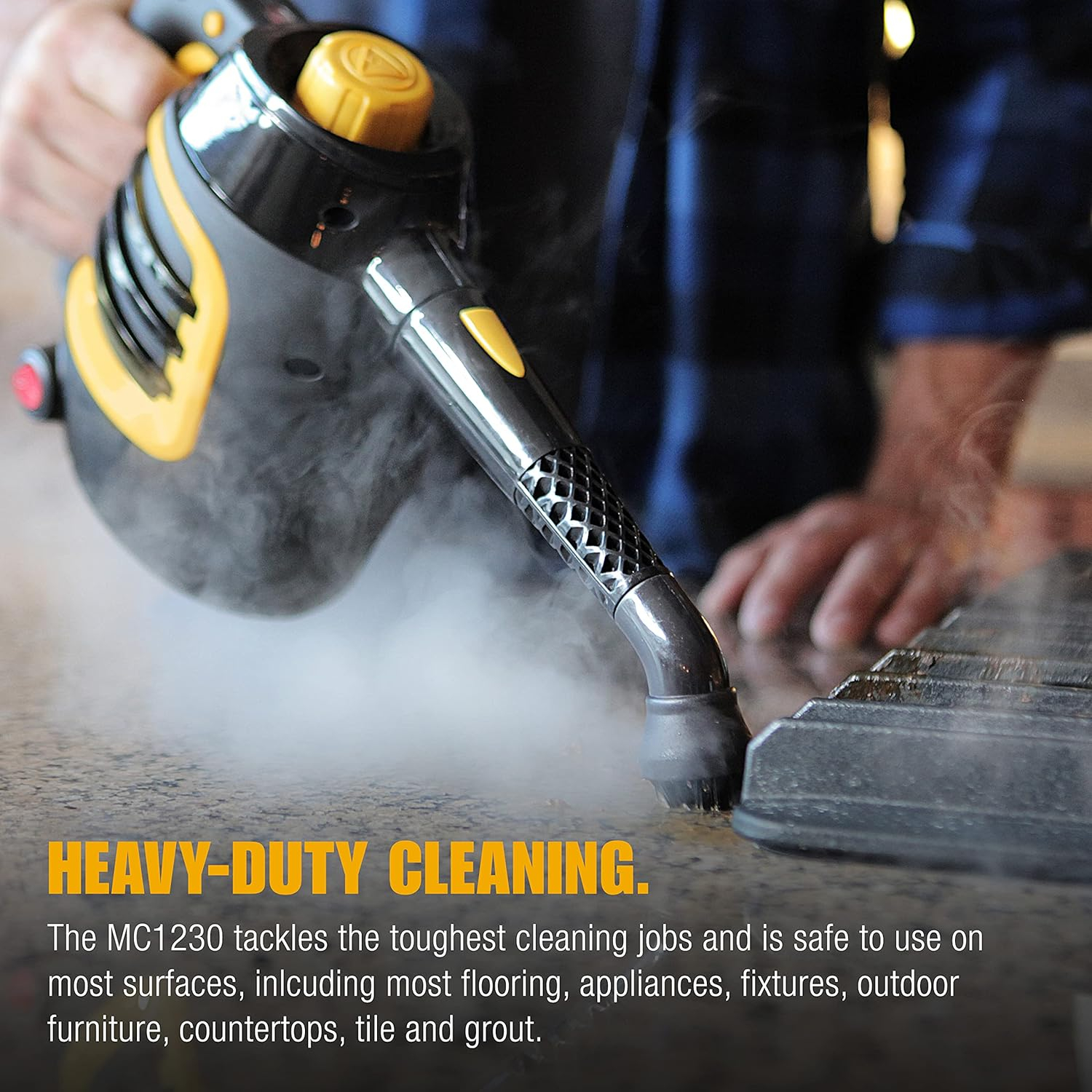 MC1230 Handheld Steam Cleaner, 10 Minute Runtime, 11 Accessories: Jet Nozzle, Brushes, & More - Built for Home, Tile, Grout, Carpet, Furniture, Car Detailing, & Commercial Deep Cleaning