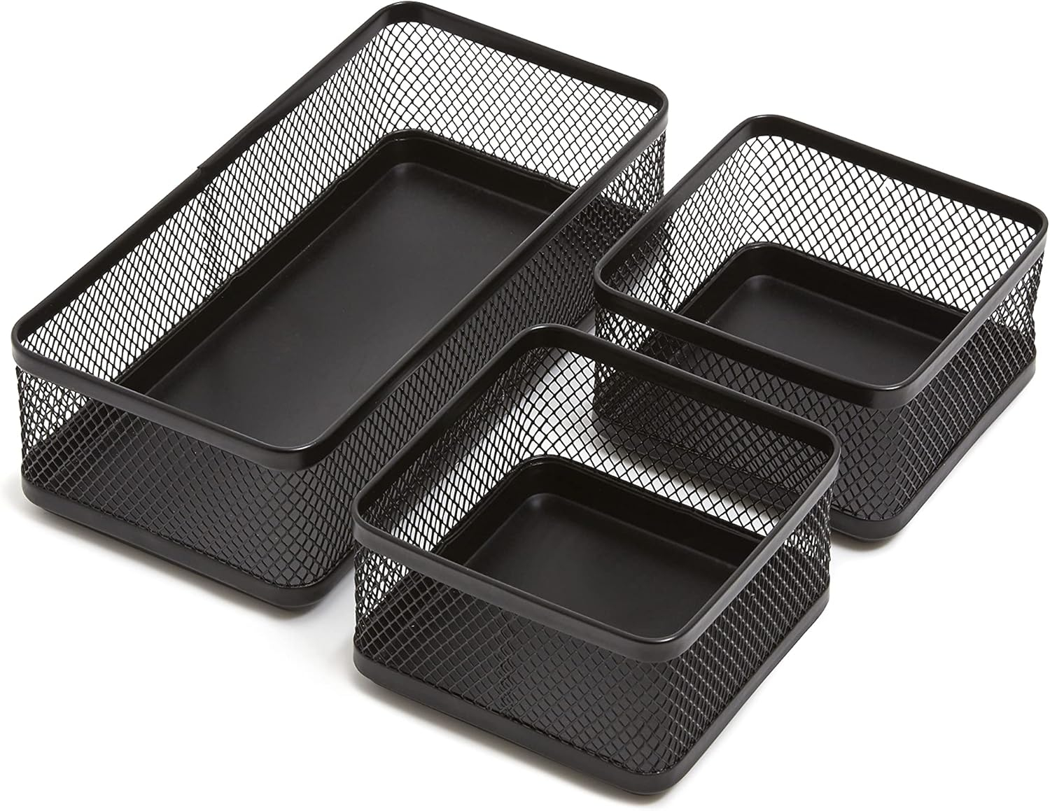 TRU RED 3 Compartment Stackable Wire Mesh Desk Organizer TR57547-CC