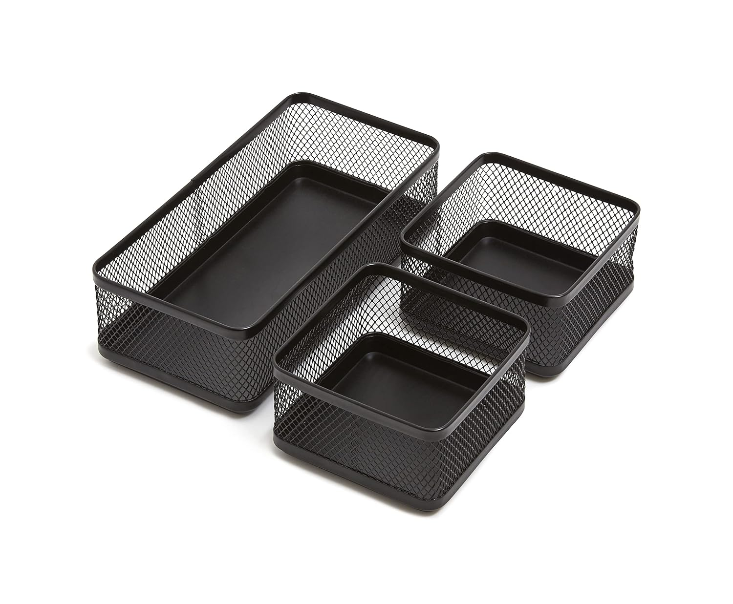 TRU RED 3 Compartment Stackable Wire Mesh Desk Organizer TR57547-CC