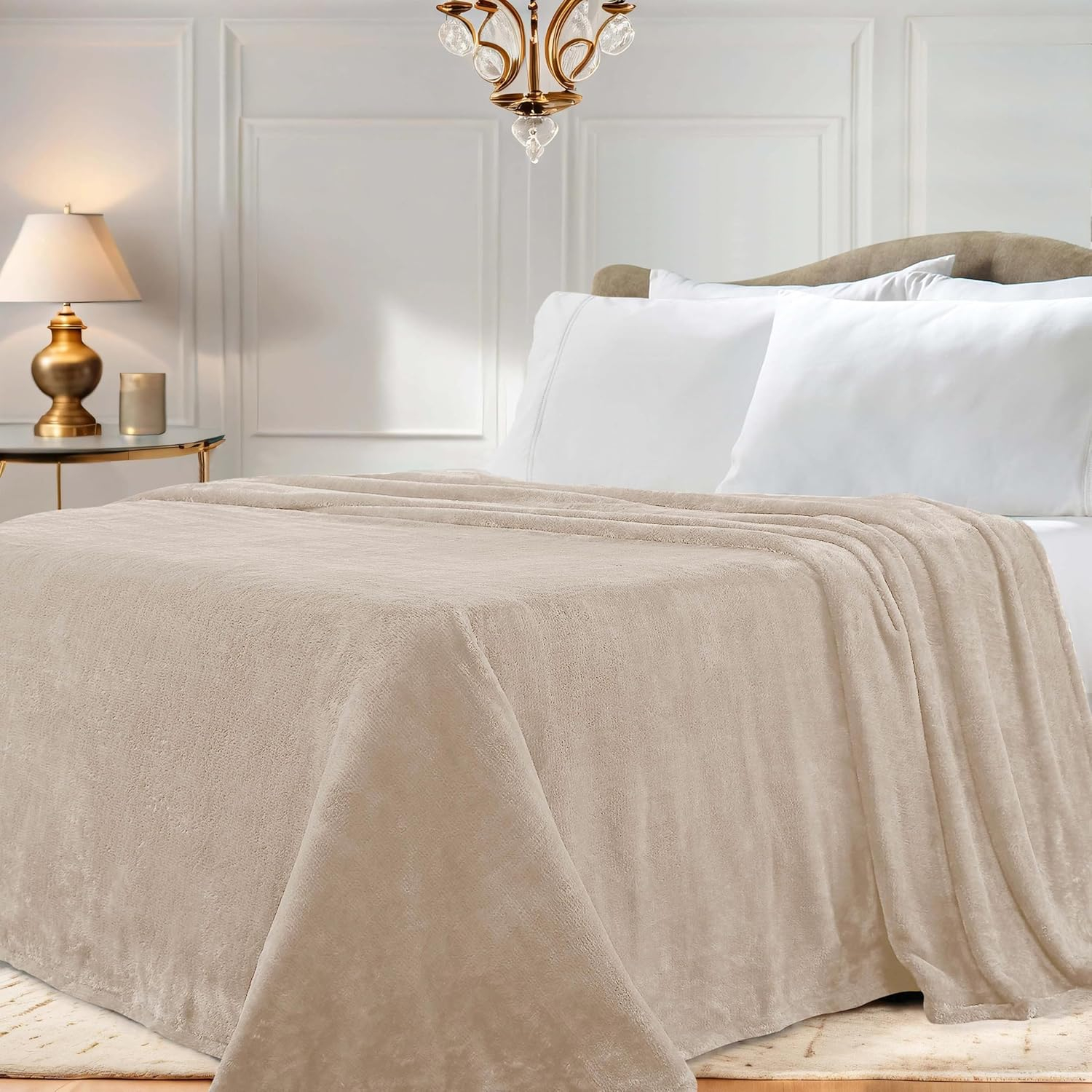 Superior Super Soft Plush Fleece Blanket, Adult/Teen, Throw 50" x 60", Linen