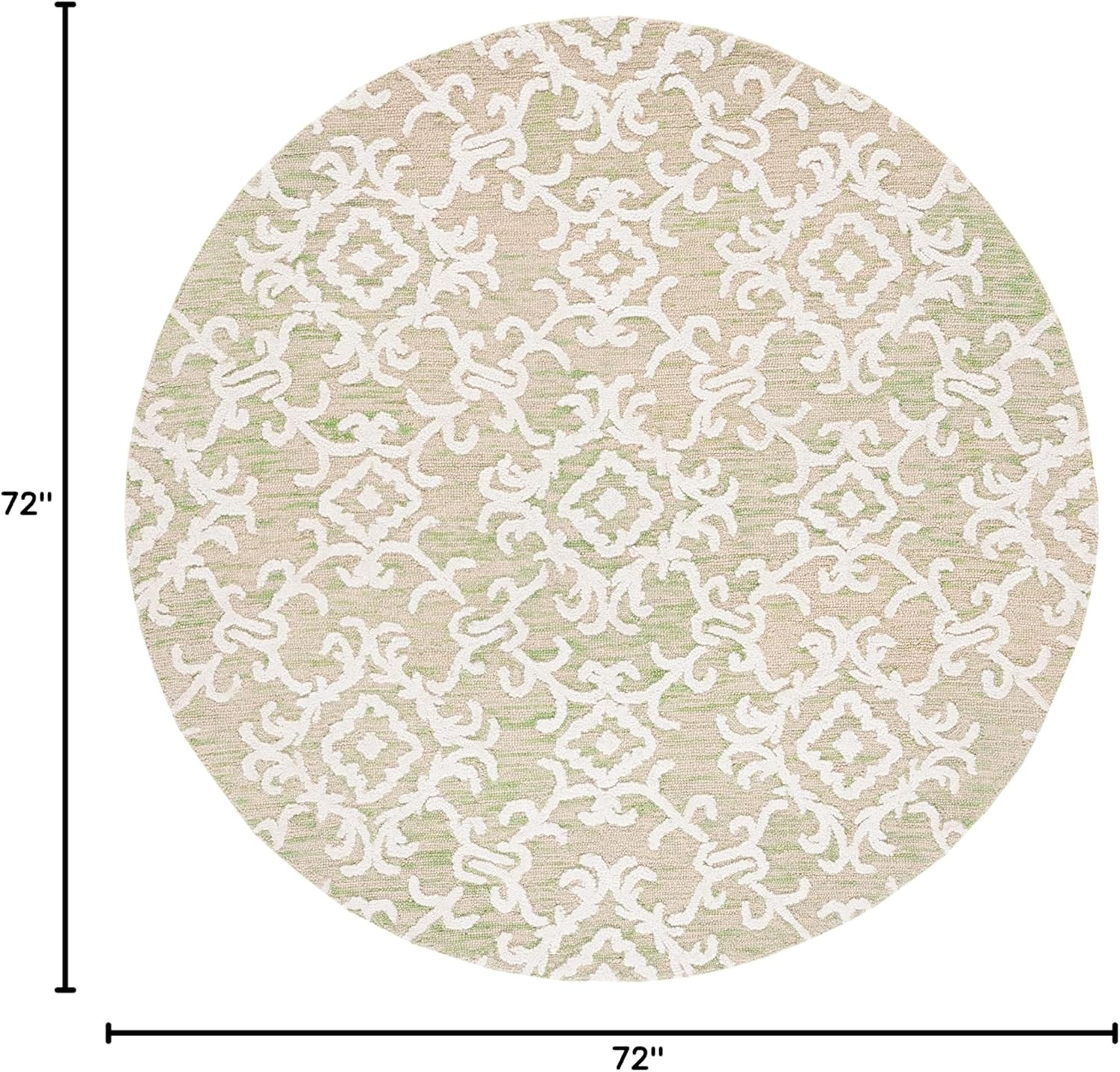 SAFAVIEH Blossom Cletus Geometric Wool Area Rug, Light Green/Ivory, 6' x 6' Round