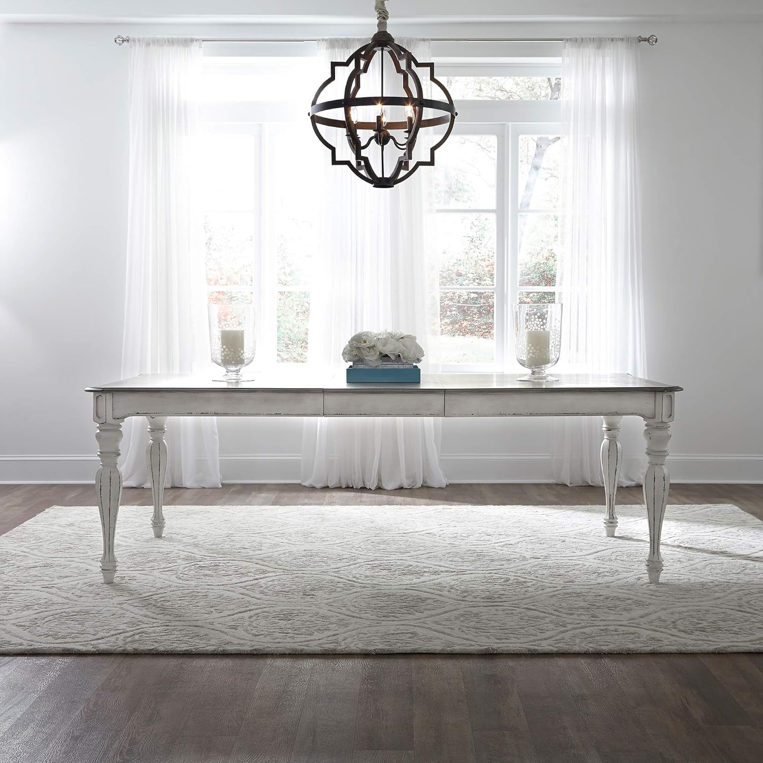 Liberty Furniture Industries Magnolia Manor Rectangular Leg Table, W90 x D44 x H30, White
