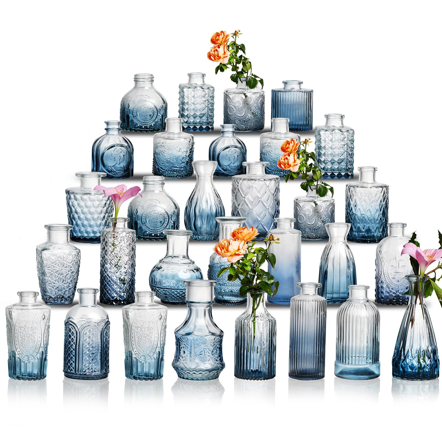 Bud Vases Set of 12, Small Glass Vases for Centerpieces, Small Flower Vases for Centerpieces, Vintage Mini Vase, Clear Bud Vase for Wedding Table Decor