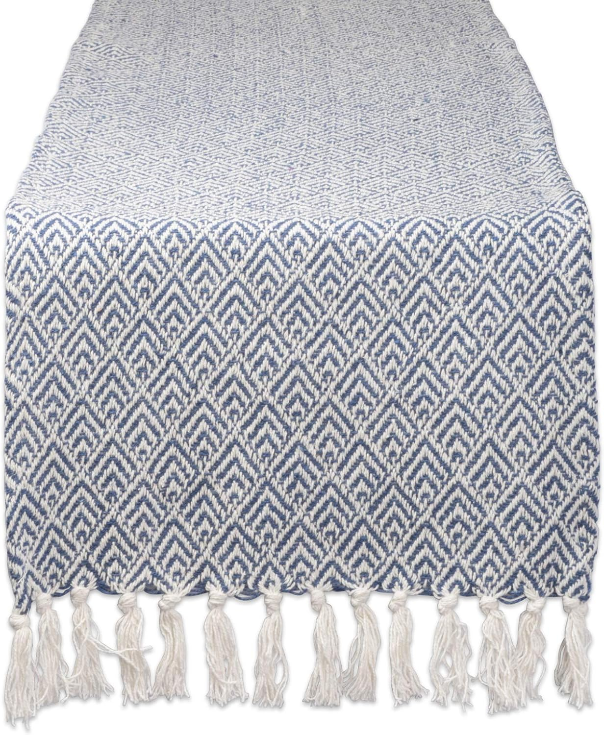 DII French Blue Diamond Jaquard Table Runner 15x72