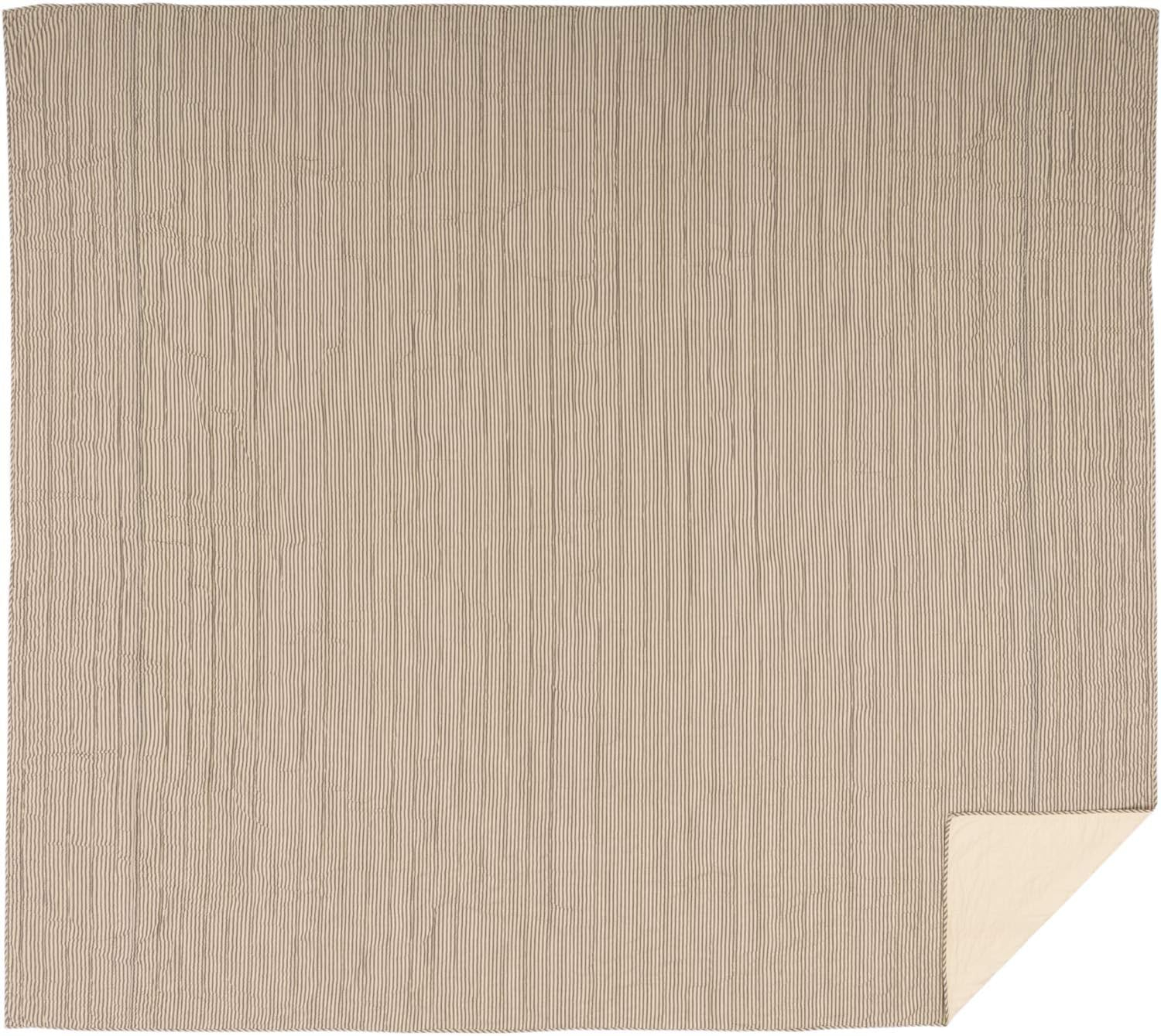 VHC Brands Sawyer Mill Ticking Stripe Quilt, California King 130x115, Charcoal Grey