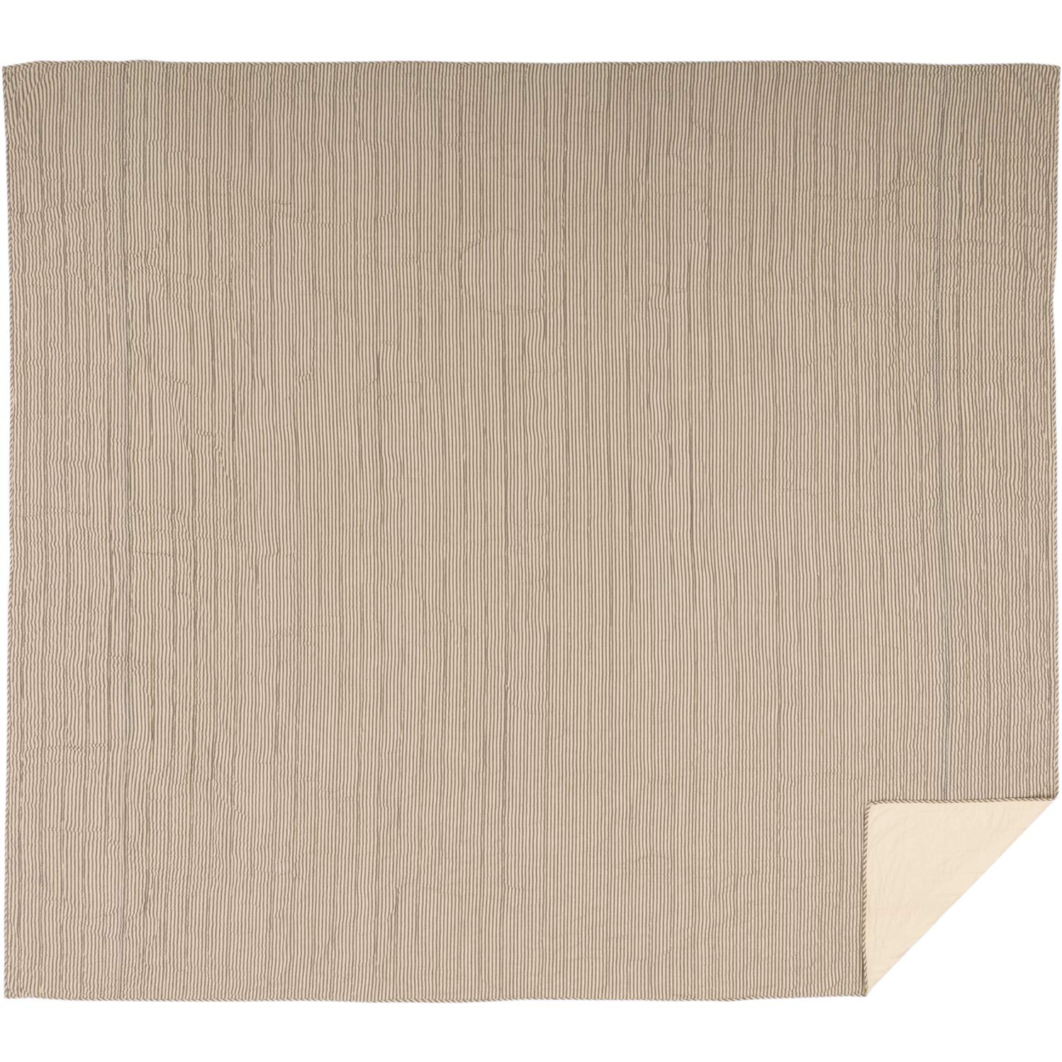 VHC Brands Sawyer Mill Ticking Stripe Quilt, California King 130x115, Charcoal Grey