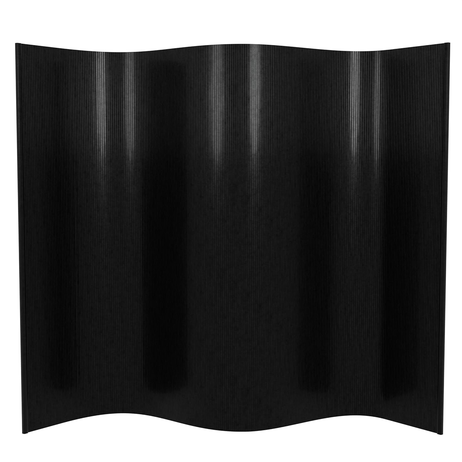 Red Lantern 6 ft. Tall Bamboo Wave Screen - Black