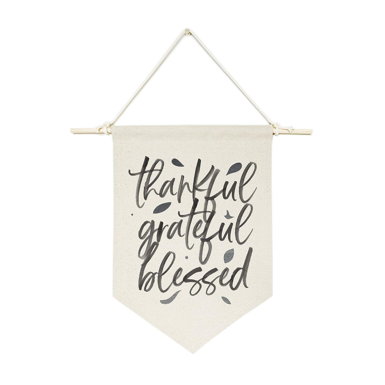 Thankful Grateful Blessed Cotton Canvas Wall Banner