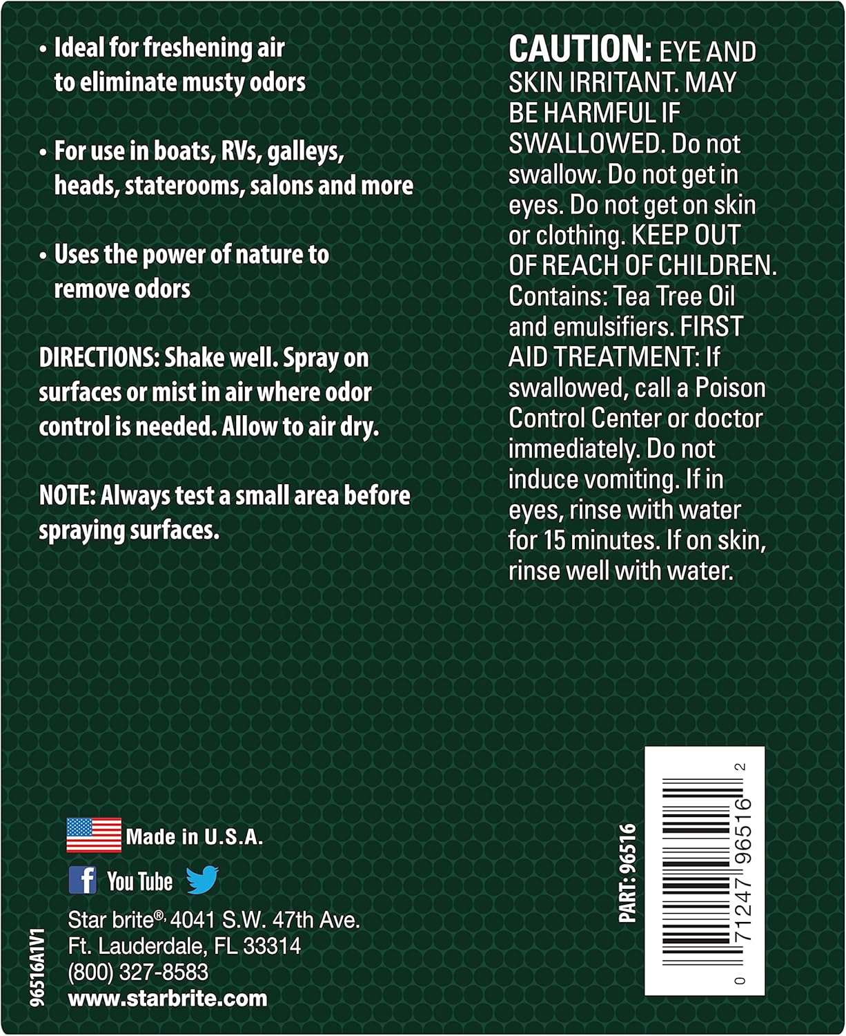 STAR BRITE ATTIA-Certified Pure Australian Tea Tree Oil - Natural Air Purifier Spray, 16 oz - Eliminates Odors, Ideal for Boats, RVs, Homes, and Offices (096516)