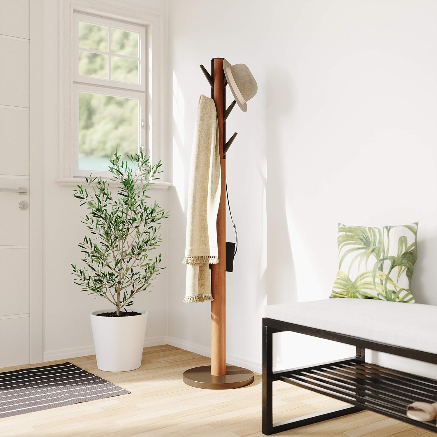 Umbra Flapper Coat Rack, Light Walnut/Warm Gold