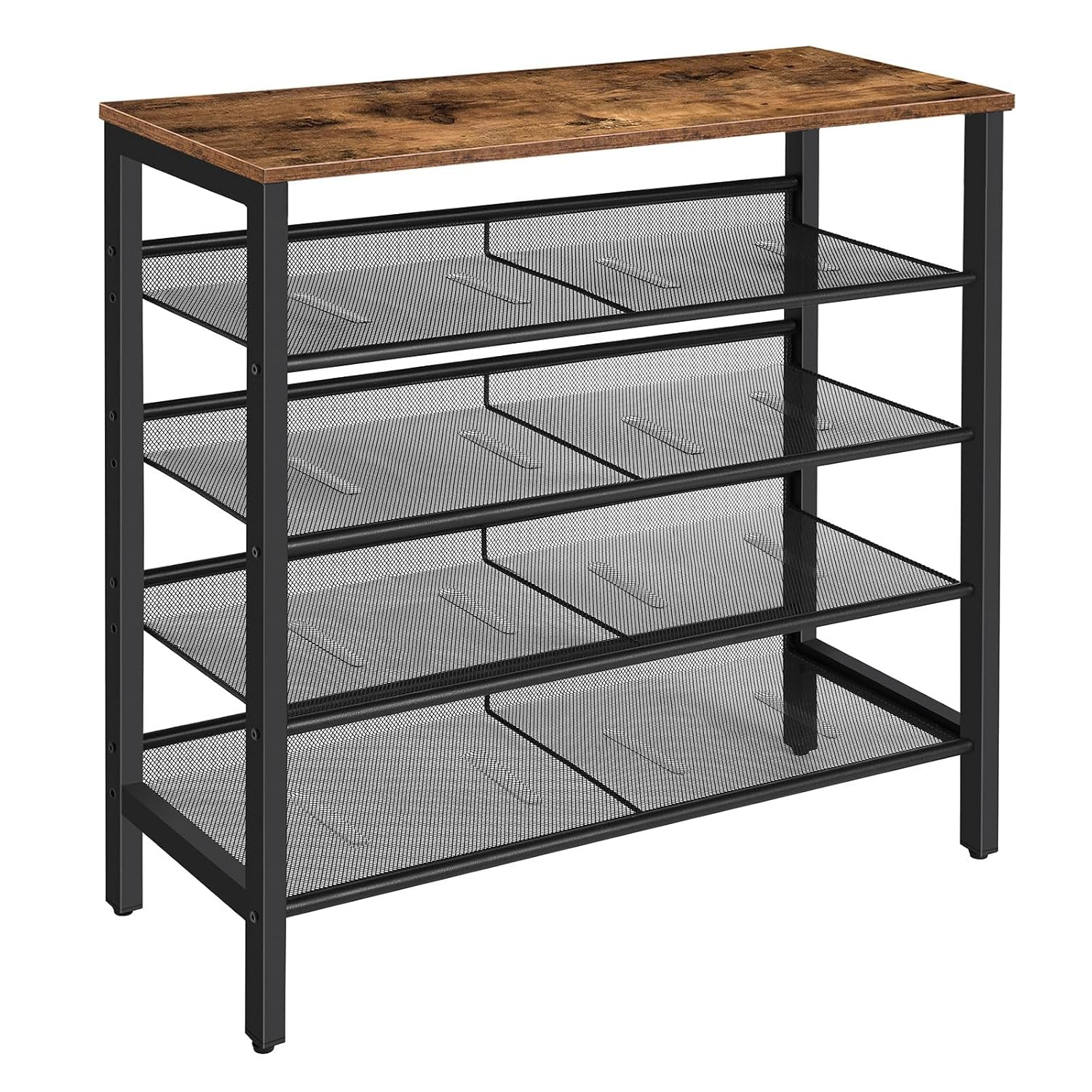 HOOBRO 5-Tier Shoe Rack Storage with Adjustable Shelf for 16 Pairs Shoes Entryway Hallway BF01XJ01