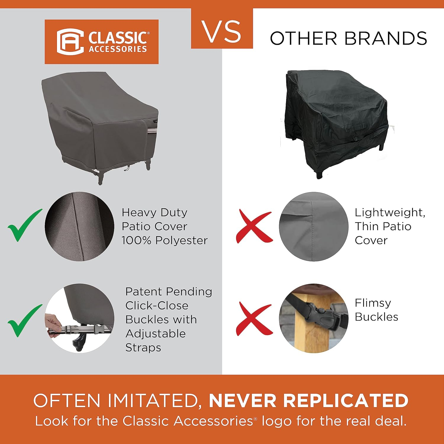 Classic Accessories Ravenna Water-Resistant 100 Inch Patio V-Shaped Sectional Lounge Set Cover