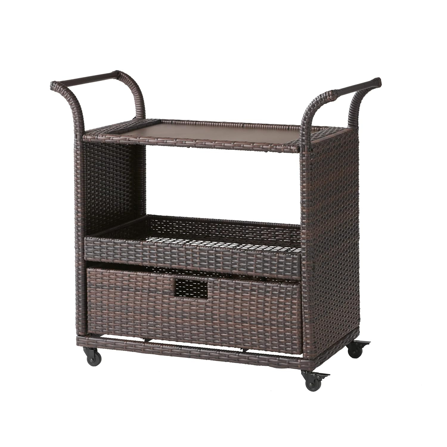 Karl Home Outdoor Wicker Bar Cart