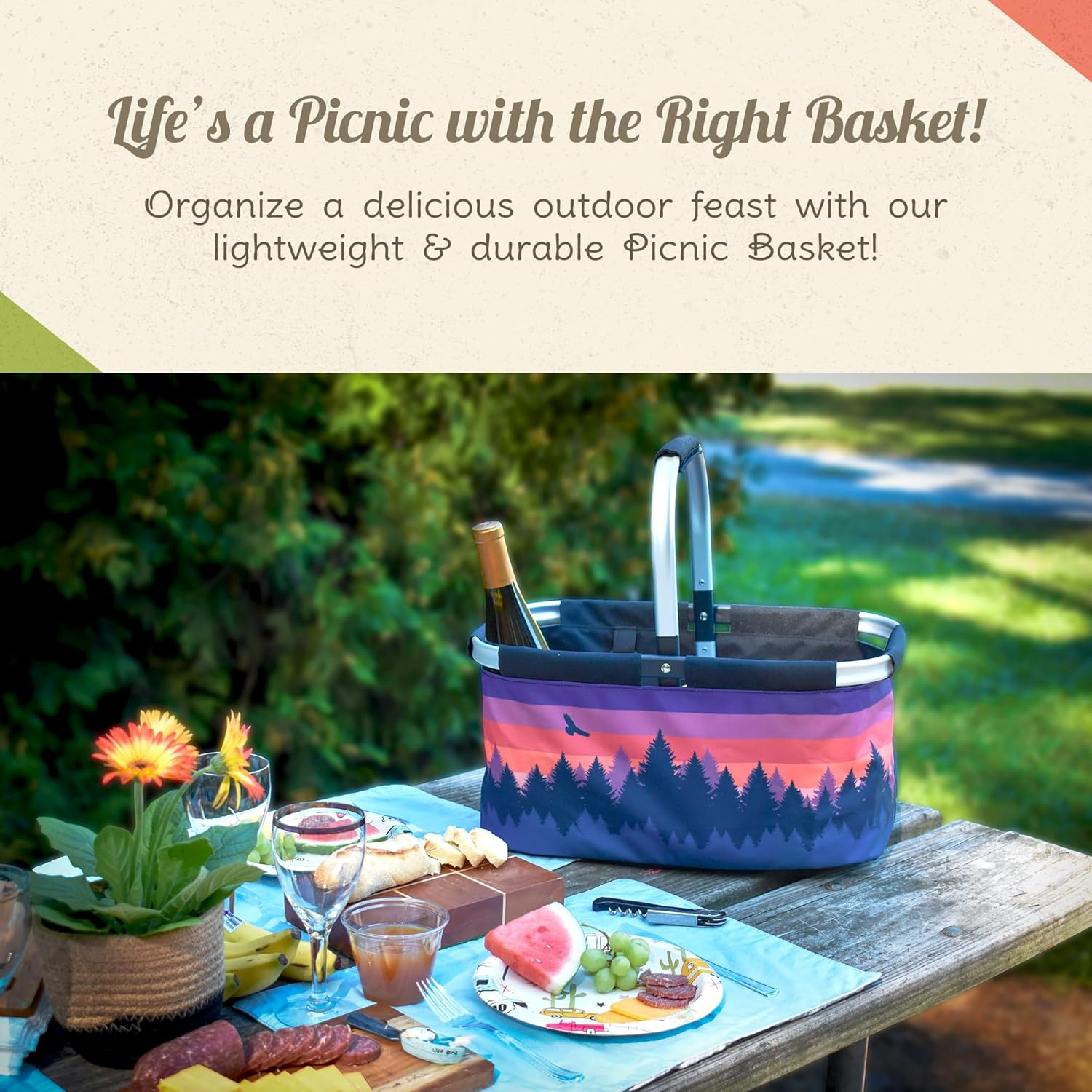 Camp Casual CC010SSB Scenic Sunset Folding Picnic Basket