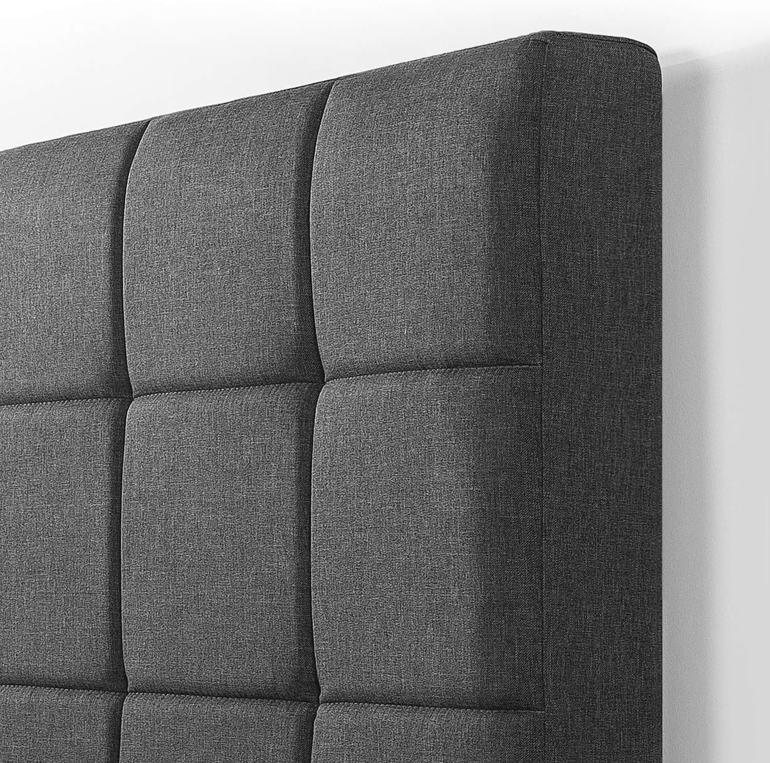 Twin Gray Upholstered Platform Bed with Tufted Headboard