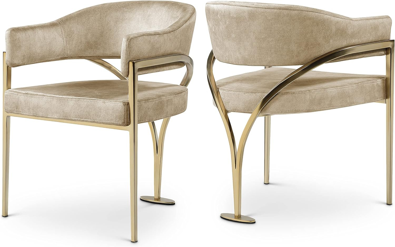 Meridian Furniture Madelyn Beige Velvet Dining Chair (Set of 2)