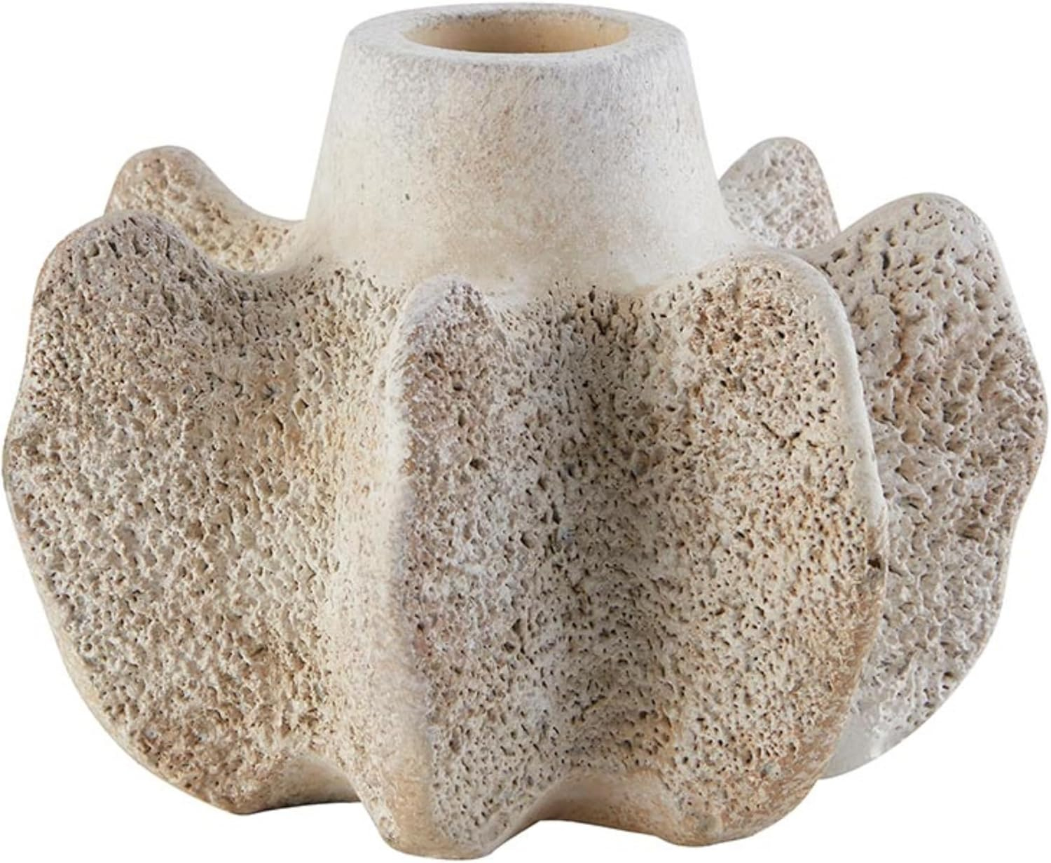 Mini Beige Cement Flower Vase for Home Décor, 4.25" Dia x 3" H