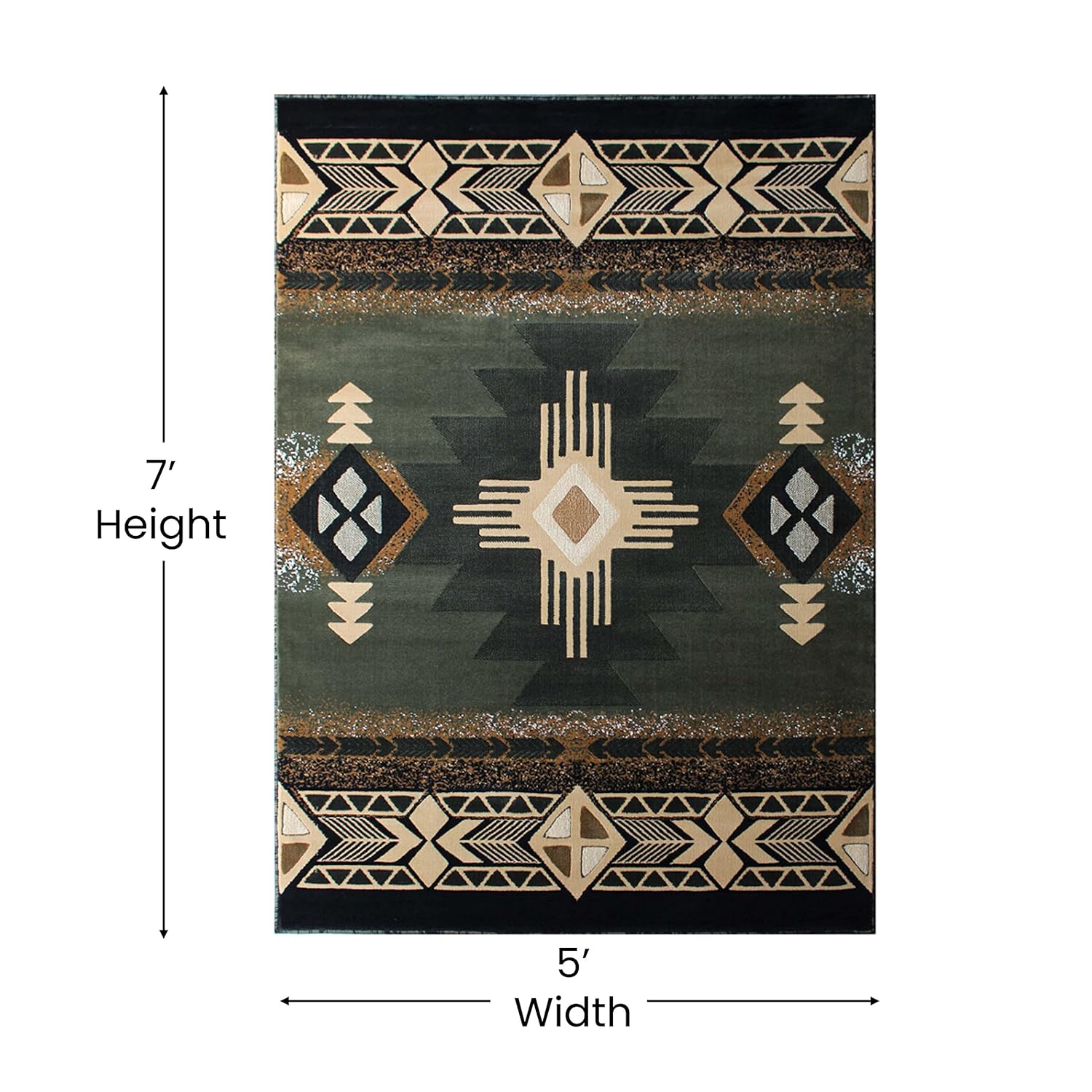 Flash Furniture Mohave Rectangular Southwestern Beige, Sage Area Rug, 5' x 7'