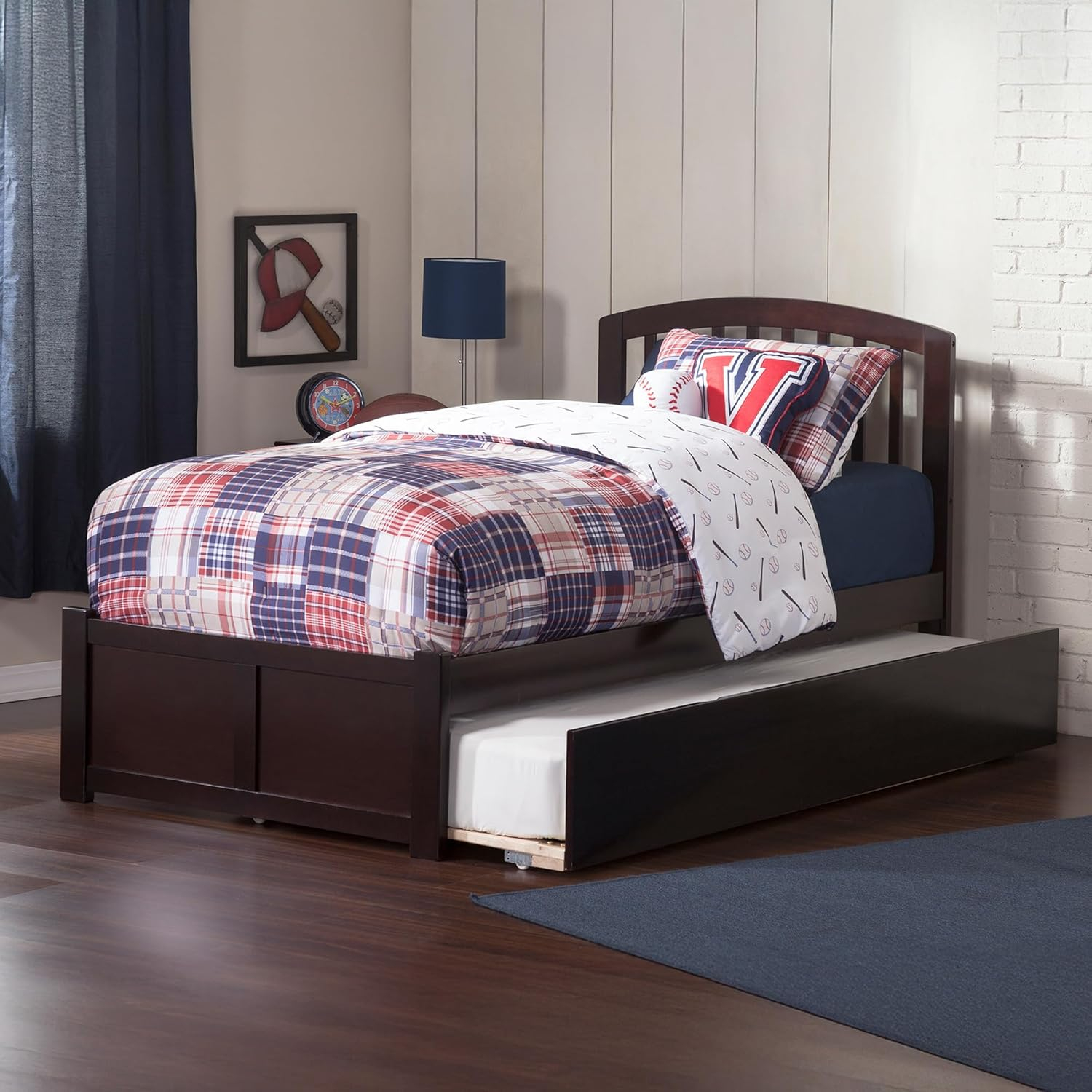 Richmond Twin Extra Long Bed with Footboard and Twin Extra Long Trundle in Espresso