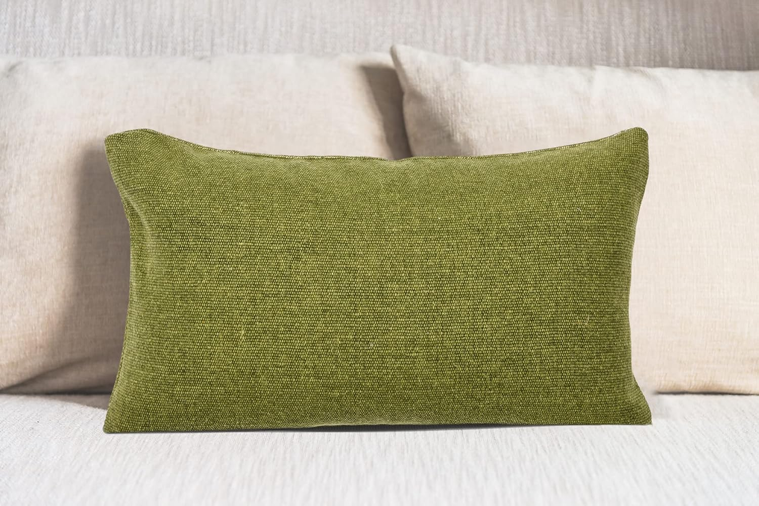Creative Co-Op Woven Canvas Lumbar Pillow Decorative Pillow, 12" x 20", Sage Green
