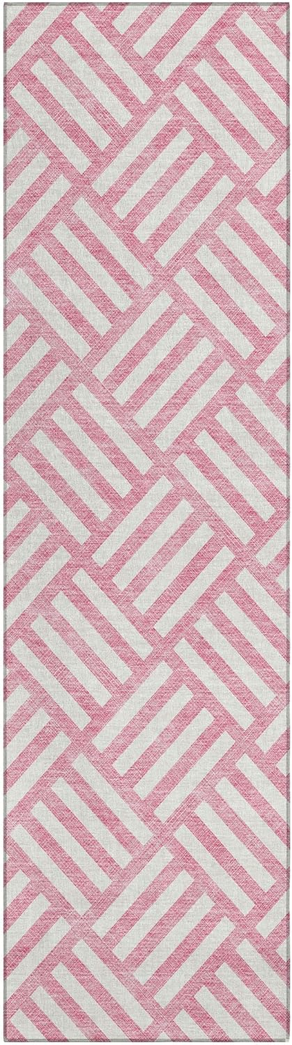 Addison Rugs Chantille ACN620 Pink 2'3" x 7'6" Indoor Outdoor Hallway Runner Rug, Stain Resistant Washable Kitchen Area Carpet for Bathroom, Laundry and Bedroom Rug