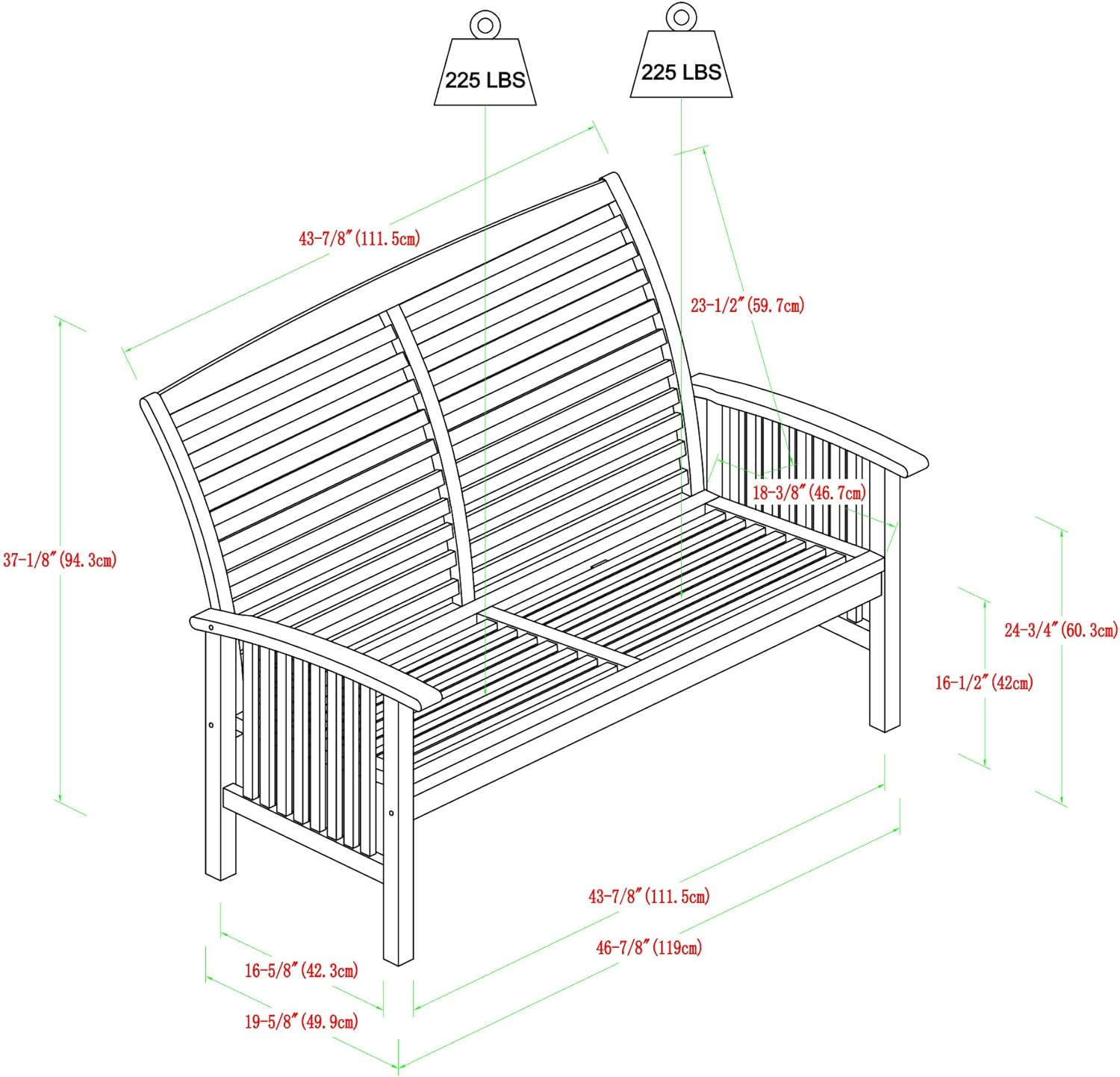 Traditional Acacia Wood Patio Loveseat with Cream Cushions