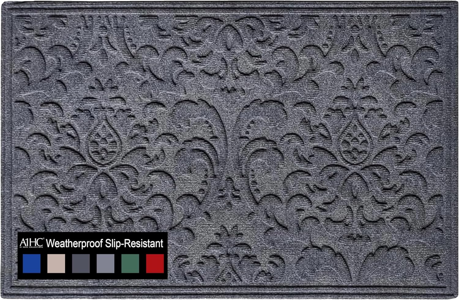 A1HC Indoor Outdoor Mat, Front and Back Entrance Welcome Mats, Large Front Door Patio Mats 24x36 Inches, Non-Slip Easy Clean Entrance Washable Large Size Doormats, Dark Grey