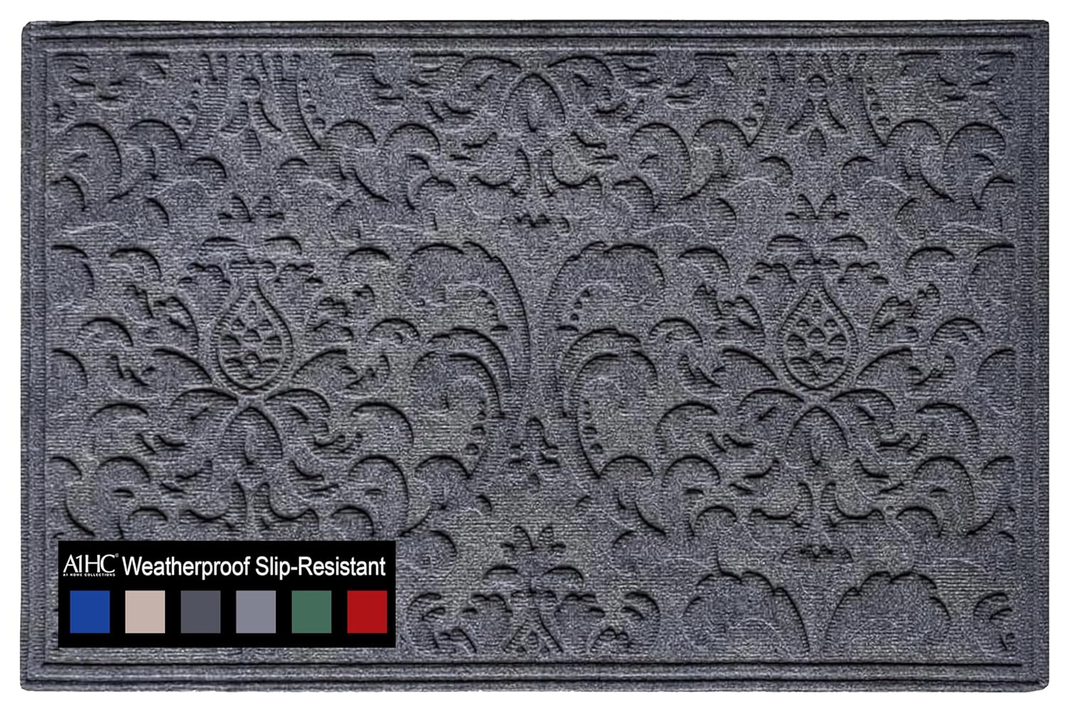 A1HC Indoor Outdoor Mat, Front and Back Entrance Welcome Mats, Large Front Door Patio Mats 24x36 Inches, Non-Slip Easy Clean Entrance Washable Large Size Doormats, Dark Grey