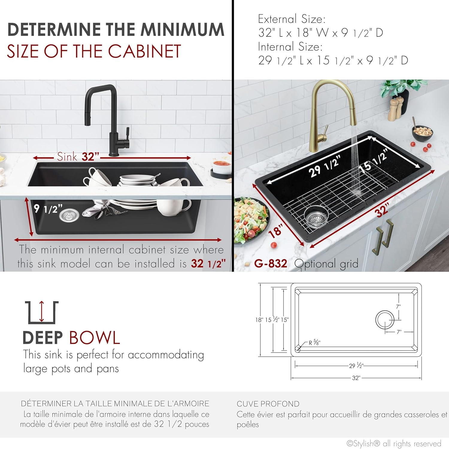 Black Granite Composite Single Bowl Drop-in Kitchen Sink with Accessories