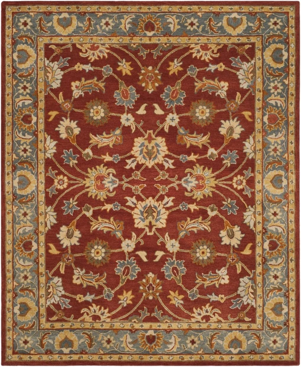SAFAVIEH Heritage Chauncey Traditional Wool Area Rug, Red/Blue, 6' x 9'
