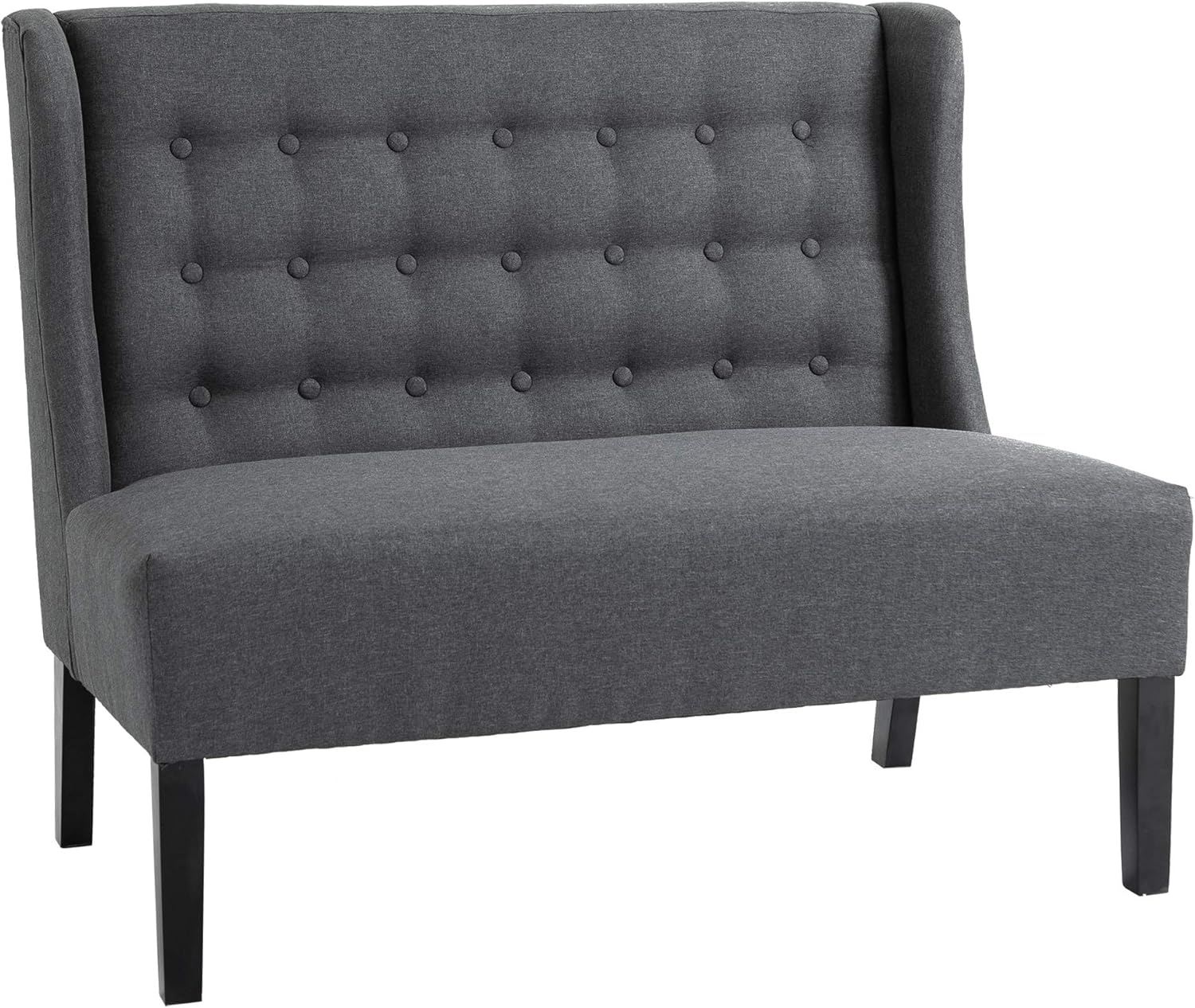 HOMCOM Linen Fabric Upholstery Double Sofa Tufted Loveseat Armless Couch Living Room Furniture with Wood Legs