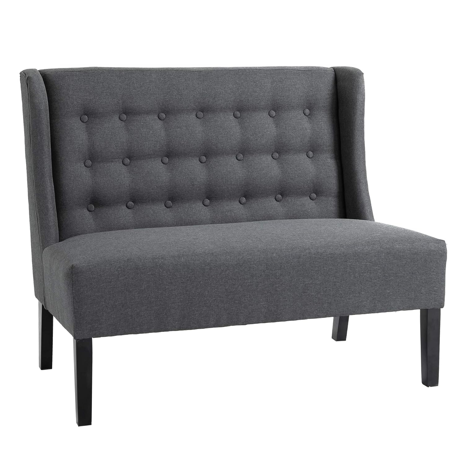 HOMCOM Linen Fabric Upholstery Double Sofa Tufted Loveseat Armless Couch Living Room Furniture with Wood Legs