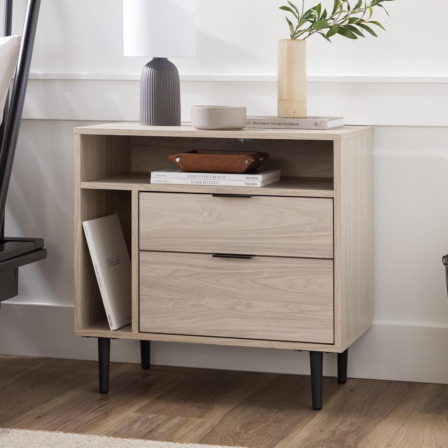 Lincoln 25" Modern Storage Bedroom Nightstand in Dark Walnut