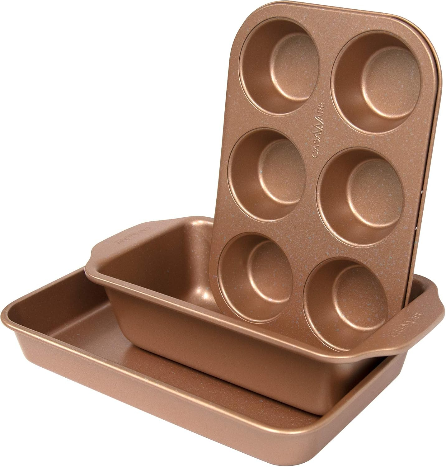 Rose Gold Granite Ceramic Non-Stick Toaster Oven Bakeware Set