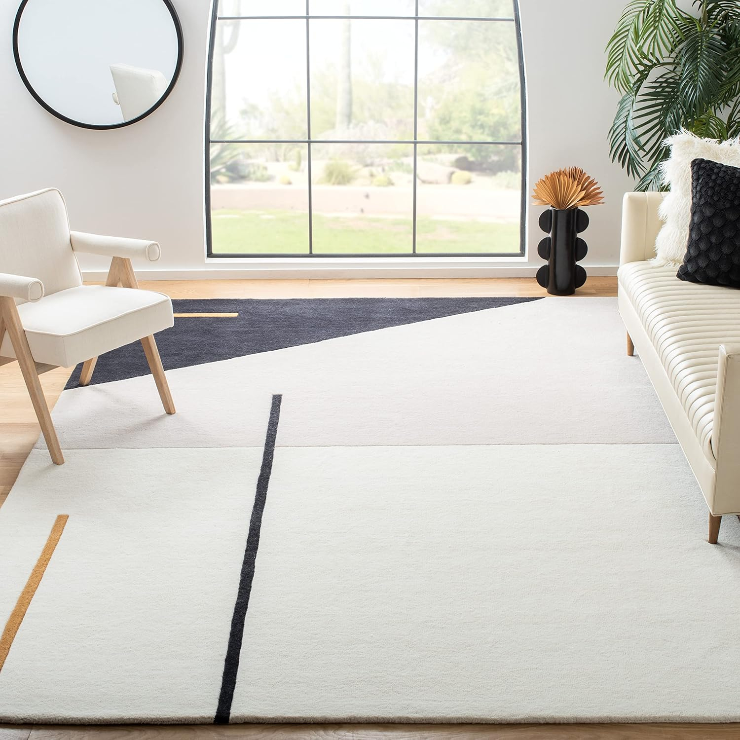 SAFAVIEH Fifth Avenue Dawa Abstract Area Rug, Ivory/Black, 11' x 15'